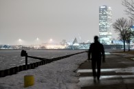 Here I am, 10 seconds away from the camera. This is a 30 second exposure of the moonlit ice floating on the lake.