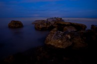This is a two minute exposure of the lake shore near of the Wind Point Lighthouse.