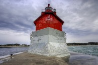 This is the lighthouse at Grand Haven State Park. A view from the back. Riverside Park in Grand Rapids.